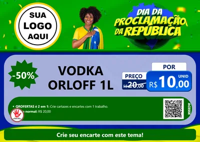 Modelo de Cartaz para Cartaz A4 Horizontal com o tema Dia Da Proclamação Da República para Distribuidora de bebidas