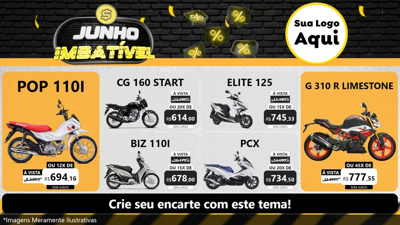 Modelo de TV para TV Horizontal com o tema Junho Imbatível para Concessionaria de Motos