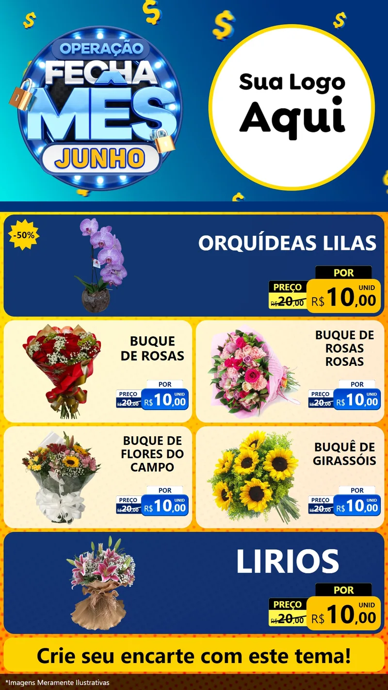 Modelo de TV para TV Vertical com o tema Operação Fecha Mês, Junho para Floricultura e jardim