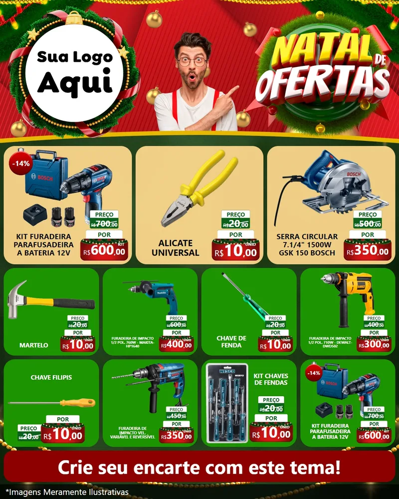 Modelo de Rede Social para Feed Instagram com o tema Natal de Ofertas para Maquinas e Ferramentas