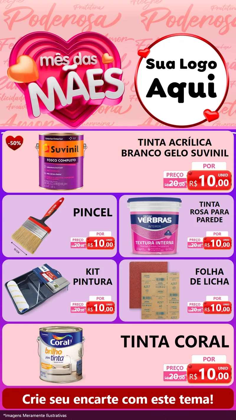 Modelo de TV para TV Vertical com o tema Mês Das Mães para Tintas e Ferramentas