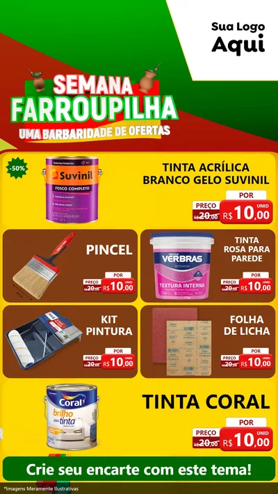 Modelo de TV para TV Vertical com o tema Semana Farroupilha - Uma Barbaridade de Ofertas para Tintas e Ferramentas