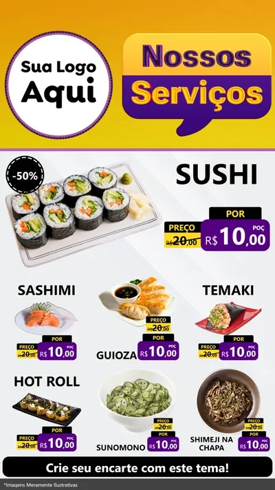 Modelo de Rede Social para Stories com o tema Nossos Serviços para Comida japonesa