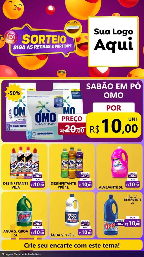 Modelo de Rede Social para Stories com o tema Sorteio para Produtos de Limpeza