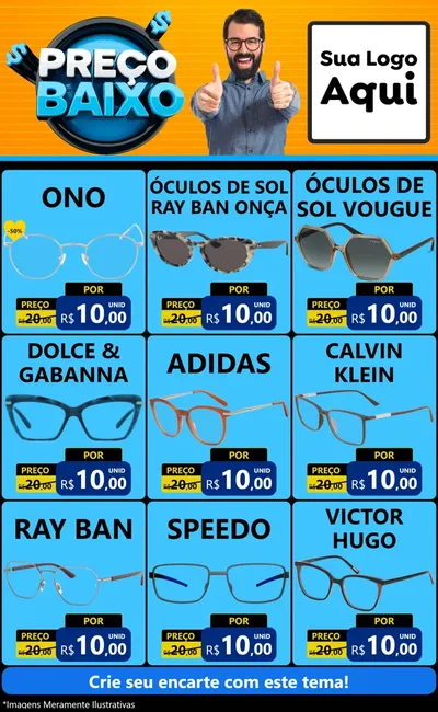 Modelo de Encarte para Encarte Grande com o tema Preço Baixo para Óticas