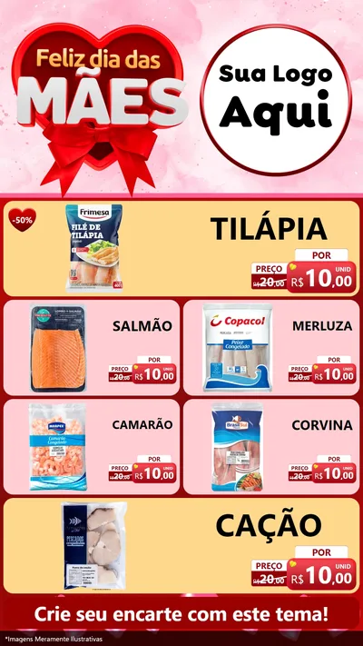 Modelo de TV para TV Vertical com o tema Feliz Dia Das Mães para Peixaria