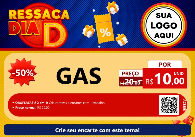 Modelo de Cartaz para Cartaz A4 Horizontal com o tema Ressaca Dia D para Água e gás