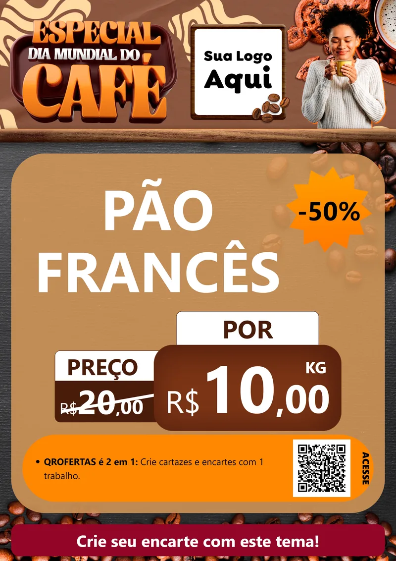 Modelo de Cartaz para Cartaz A4 Vertical com o tema Especial Dia Mundial do Café para Padaria
