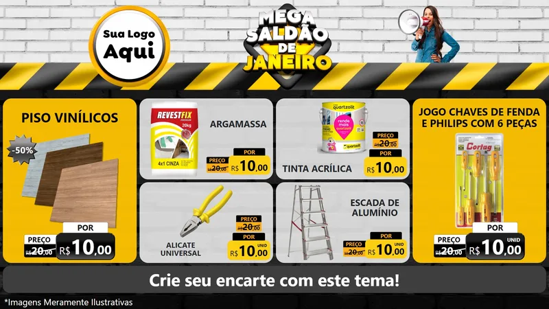 Modelo de TV para TV Horizontal com o tema Mega Saldão de Janeiro para Material para Construção