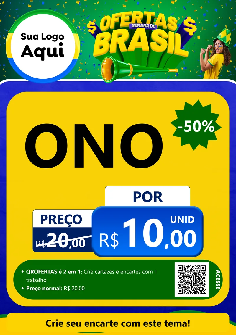 Modelo de Cartaz para Cartaz A4 Vertical com o tema Ofertas Semana do Brasil para Óticas