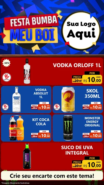 Modelo de TV para TV Vertical com o tema Festa Bumba meu Boi para Distribuidora de bebidas