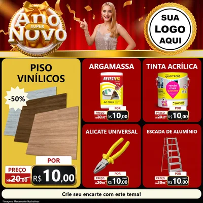 Modelo de Rede Social para Feed Facebook com o tema Super Ano Novo para Material para Construção