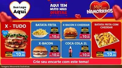 Modelo de TV para TV Horizontal com o tema Mês dos Namorados para Hamburgueria