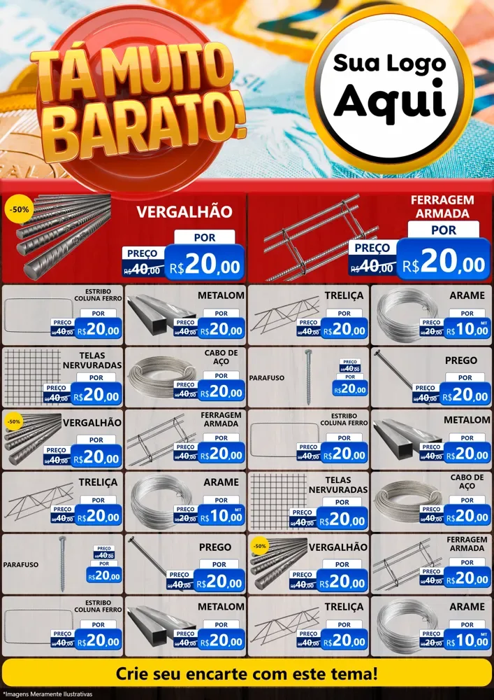 Modelo de Encarte para Encarte A4 Vertical com o tema Está Muito Barato para Ferragens