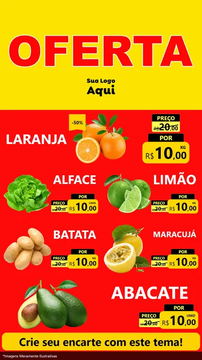 Modelo de TV para TV Vertical com o tema OFERTA - Vermelho Cartaz para Hortifrúti