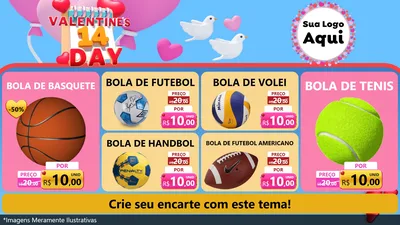 Modelo de TV para TV Horizontal com o tema Valentine's Day para Artigos Esportivos