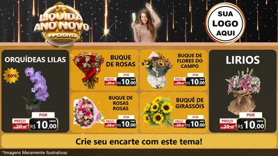 Modelo de TV para TV Horizontal com o tema Liquida Ano Novo Imperdível para Floricultura e jardim