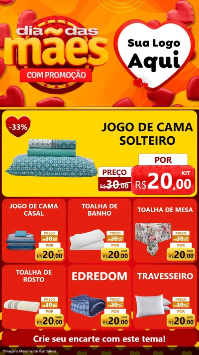 Modelo de Rede Social para Stories com o tema Dia das Mães com Promoção para Cama, Mesa e Banho