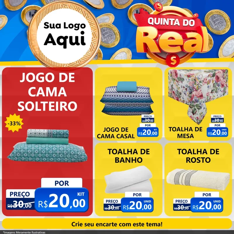 Modelo de Rede Social para Feed Facebook com o tema Quinta do Real para Cama, Mesa e Banho