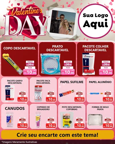 Modelo de Rede Social para Feed Instagram com o tema Valentine's Day para Embalagens