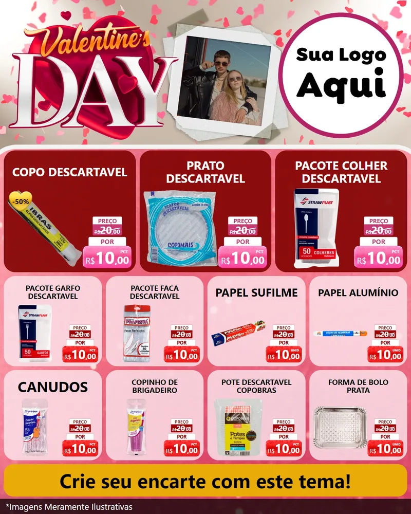 Modelo de Rede Social para Feed Instagram com o tema Valentine's Day para Embalagens