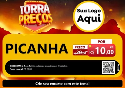 Modelo de Cartaz para Cartaz A4 Horizontal com o tema Torra Preços para Açougue
