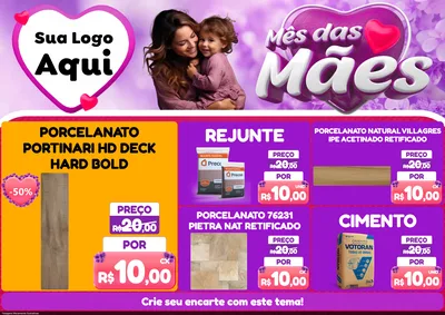 Modelo de Encarte para Encarte A4 Horizontal com o tema Mês das Mães para Pisos e revestimentos