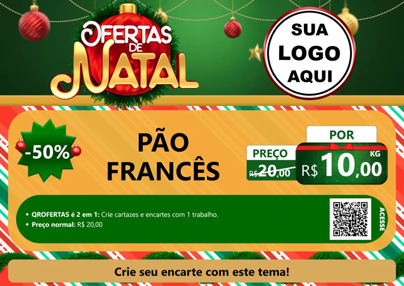 Modelo de Cartaz para Cartaz A4 Horizontal com o tema Ofertas de Natal para Padaria