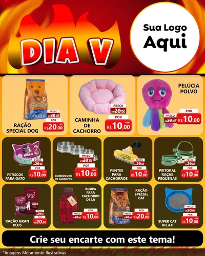 Modelo de Rede Social para Feed Instagram com o tema Dia V para Pet Shop