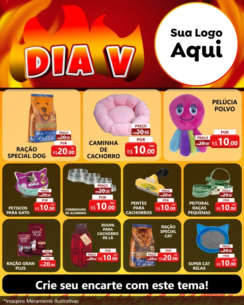 Modelo de Rede Social para Feed Instagram com o tema Dia V para Pet Shop