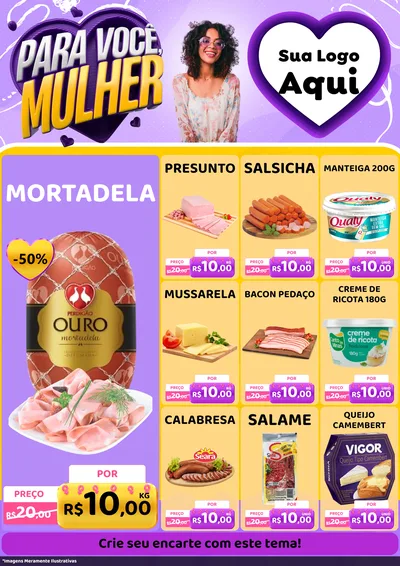 Modelo de Encarte para Encarte A4 Vertical com o tema Para Você, Mulher para Frios e Laticínios