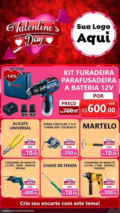 Modelo de Rede Social para Stories com o tema Valentine's Day para Maquinas e Ferramentas