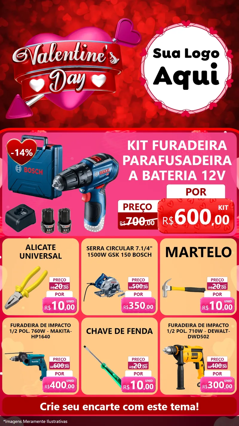 Modelo de Rede Social para Stories com o tema Valentine's Day para Maquinas e Ferramentas