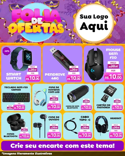 Modelo de Rede Social para Feed Instagram com o tema Folia de Ofertas para Informática