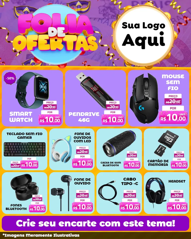 Modelo de Rede Social para Feed Instagram com o tema Folia de Ofertas para Informática
