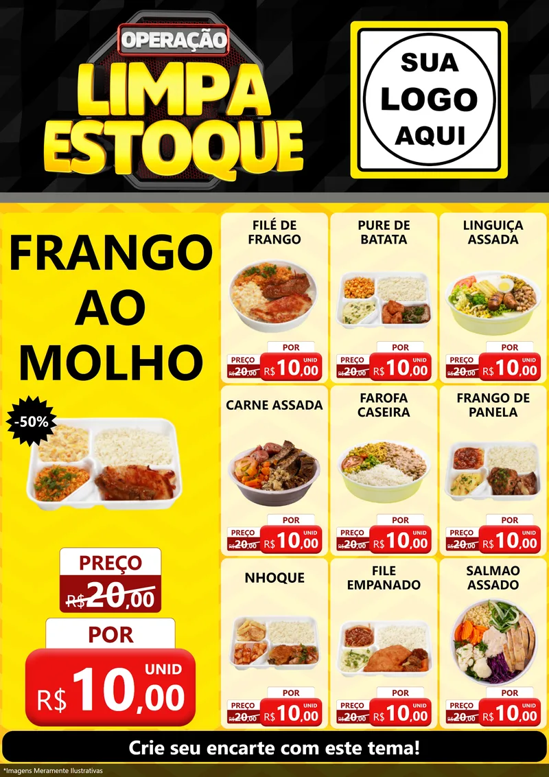 Modelo de Encarte para Encarte A4 Vertical com o tema Operação Limpa Estoque para Restaurante