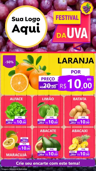 Modelo de Rede Social para Stories com o tema Festival da Uva para Hortifrúti