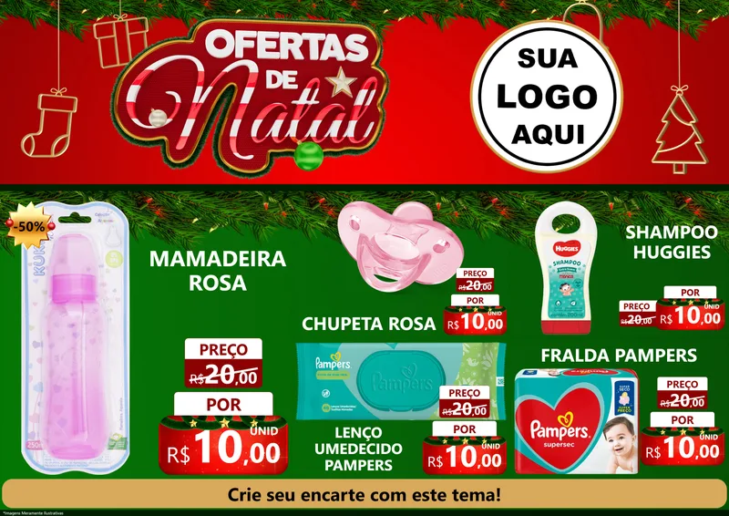 Modelo de Encarte para Encarte A4 Horizontal com o tema Ofertas de Natal para Bebês