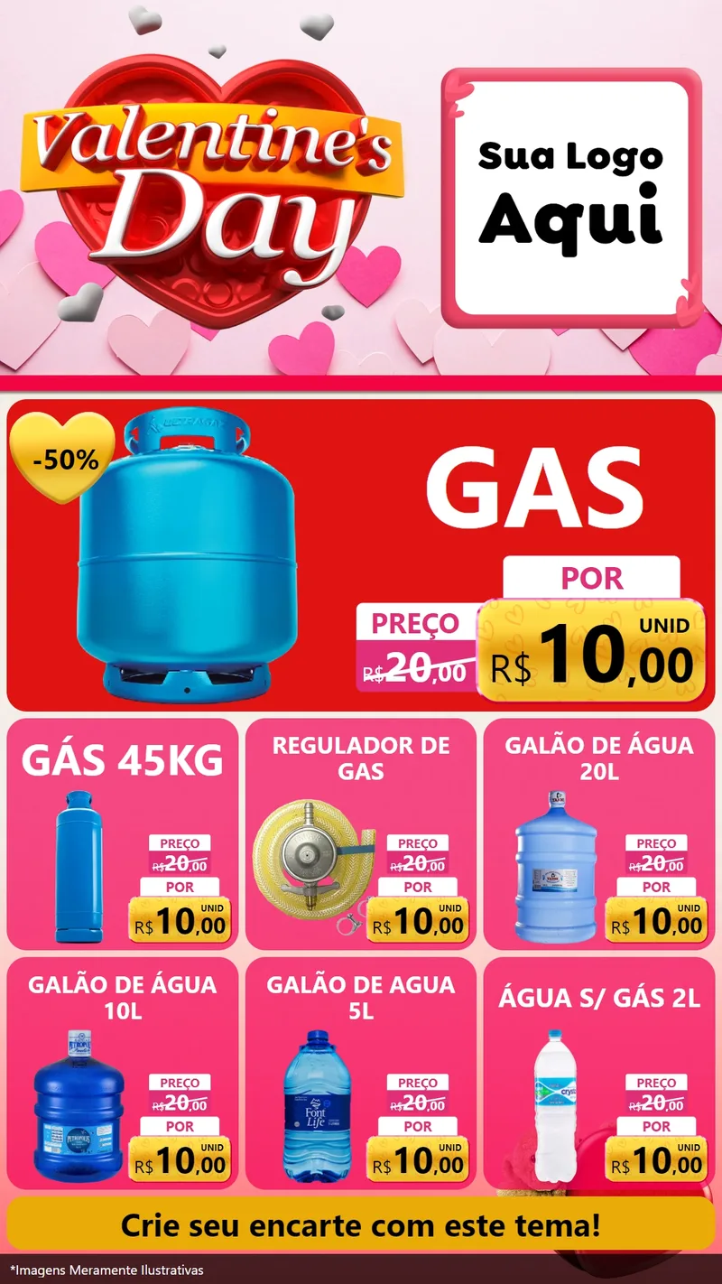 Modelo de Rede Social para Stories com o tema Valentine's Day para Água e gás