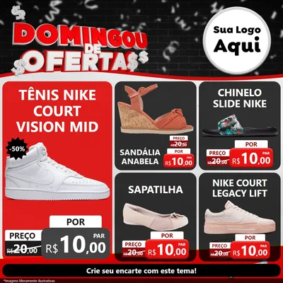 Modelo de Rede Social para Feed Facebook com o tema Domingou de Ofertas para Calçados