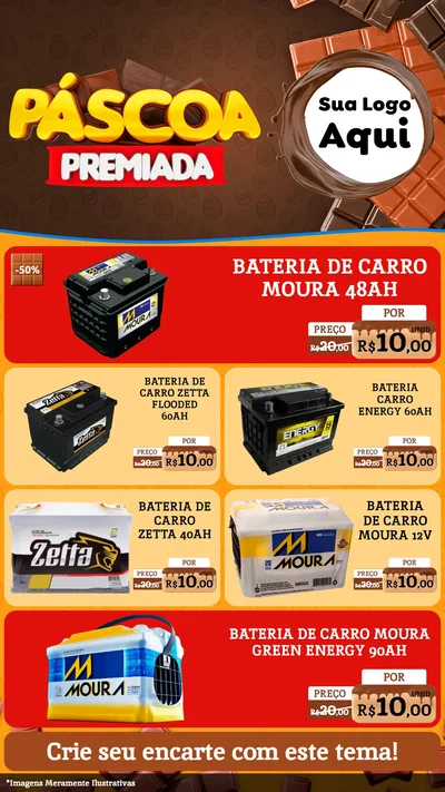 Modelo de TV para TV Vertical com o tema Páscoa Premiada para Baterias Elétricas