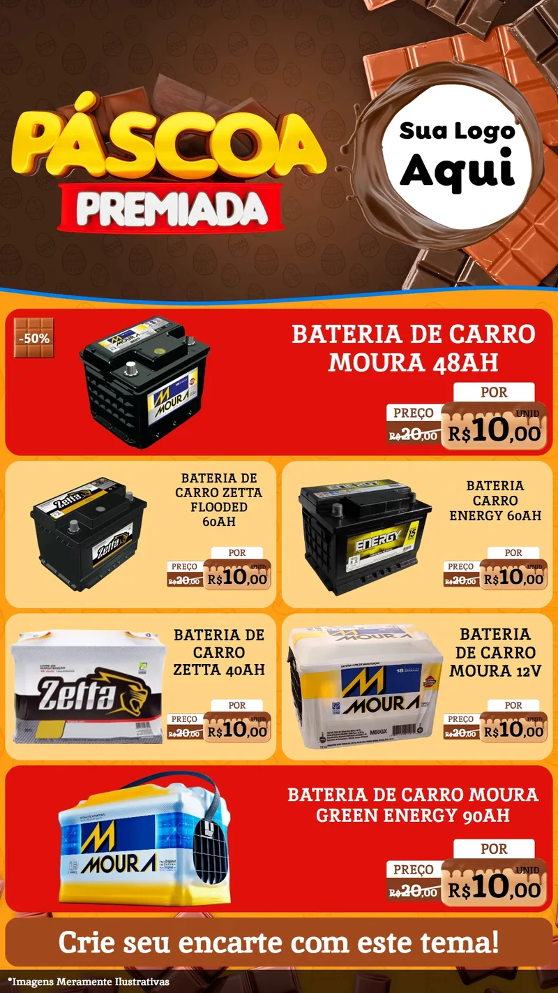 Modelo de TV para TV Vertical com o tema Páscoa Premiada para Baterias Elétricas