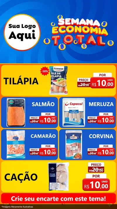 Modelo de TV para TV Vertical com o tema Semana Economia Total para Peixaria