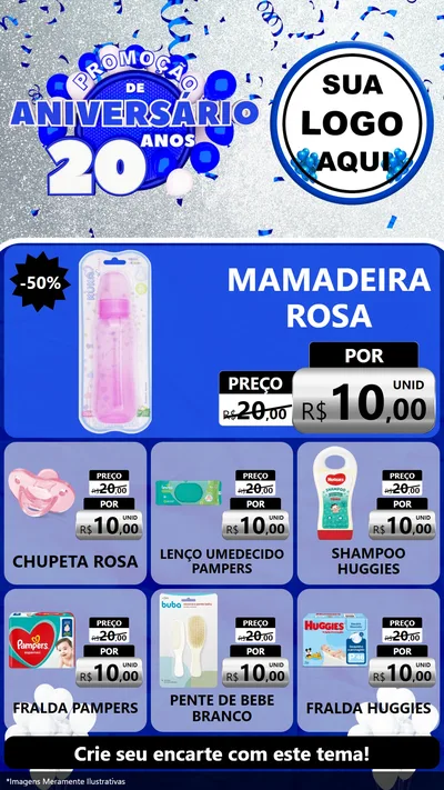 Modelo de Rede Social para Stories com o tema Promoção de Aniversário - 20 Anos para Bebês