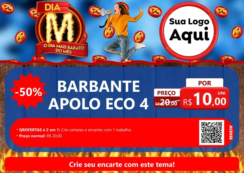 Modelo de Cartaz para Cartaz A4 Horizontal com o tema Dia M - O Dia Mais Barato Do Mês para Armarinho e Aviamentos