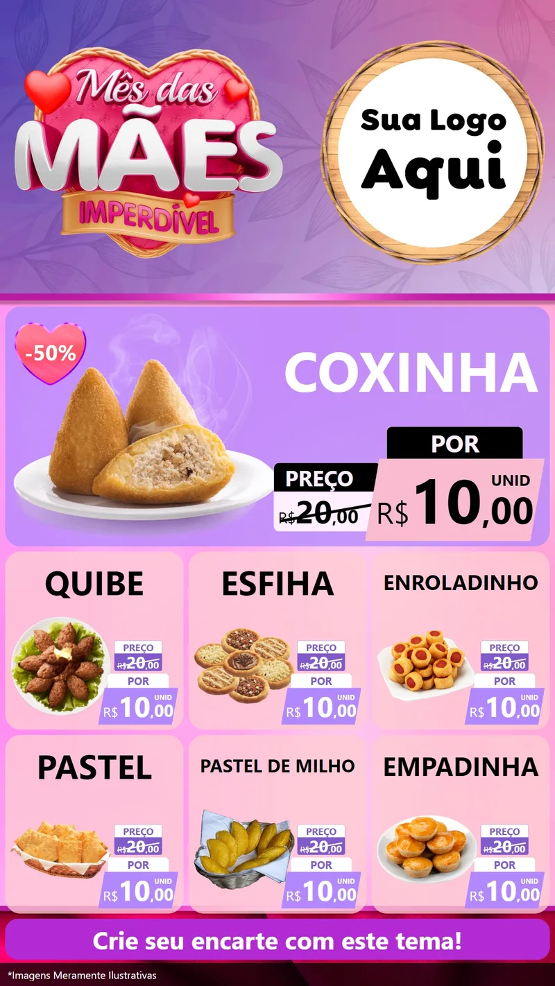 Modelo de Rede Social para Stories com o tema Mês das Mães Imperdível para Salgadaria