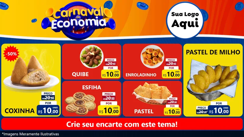 Modelo de TV para TV Horizontal com o tema Carnaval da Economia para Salgadaria