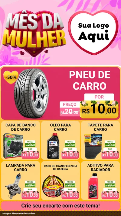 Modelo de Rede Social para Stories com o tema Mês da Mulher para Auto peças