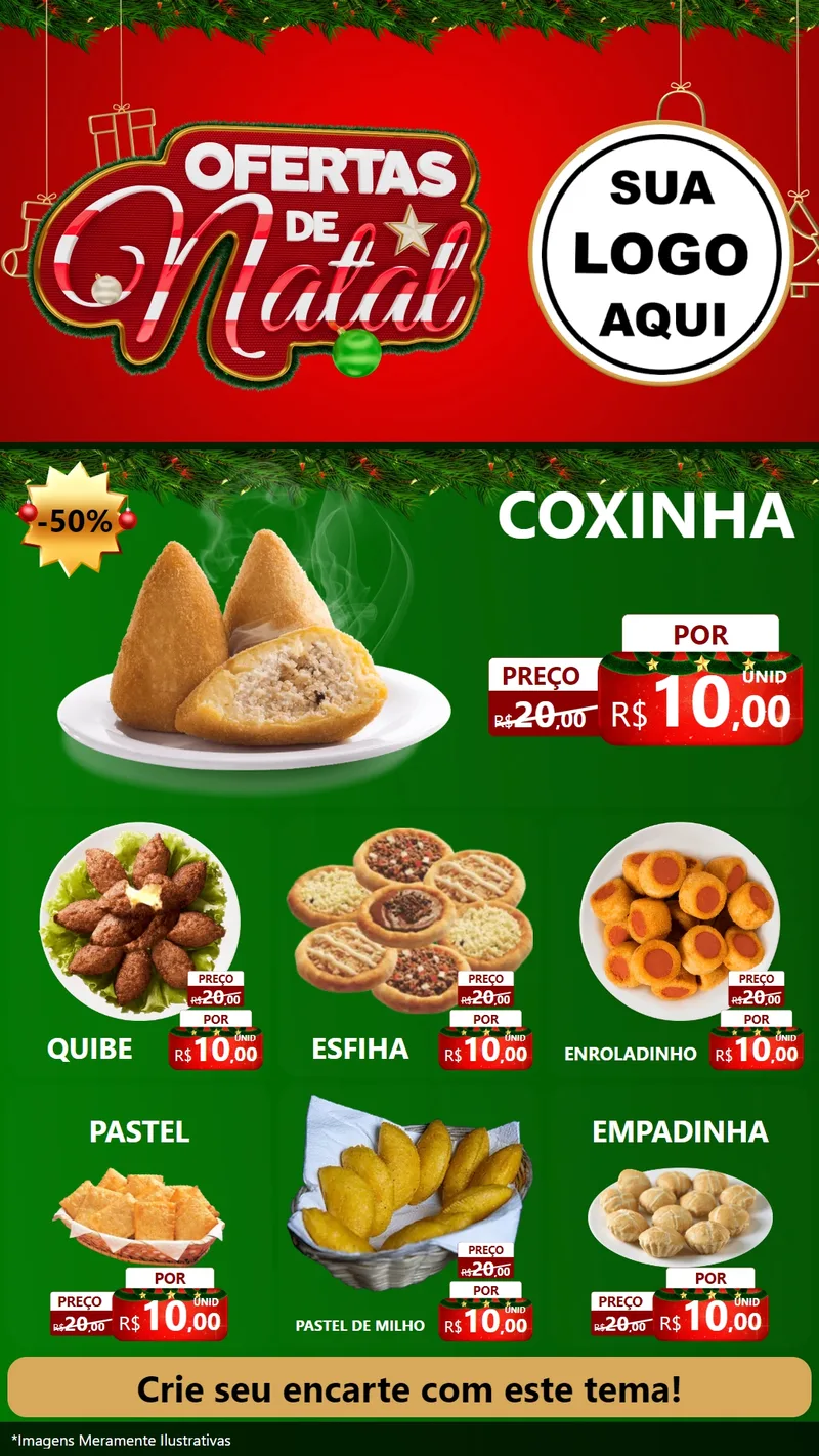 Modelo de Rede Social para Stories com o tema Ofertas de Natal para Salgadaria
