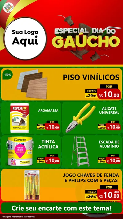 Modelo de TV para TV Vertical com o tema Especial Dia do Gaúcho para Material para Construção